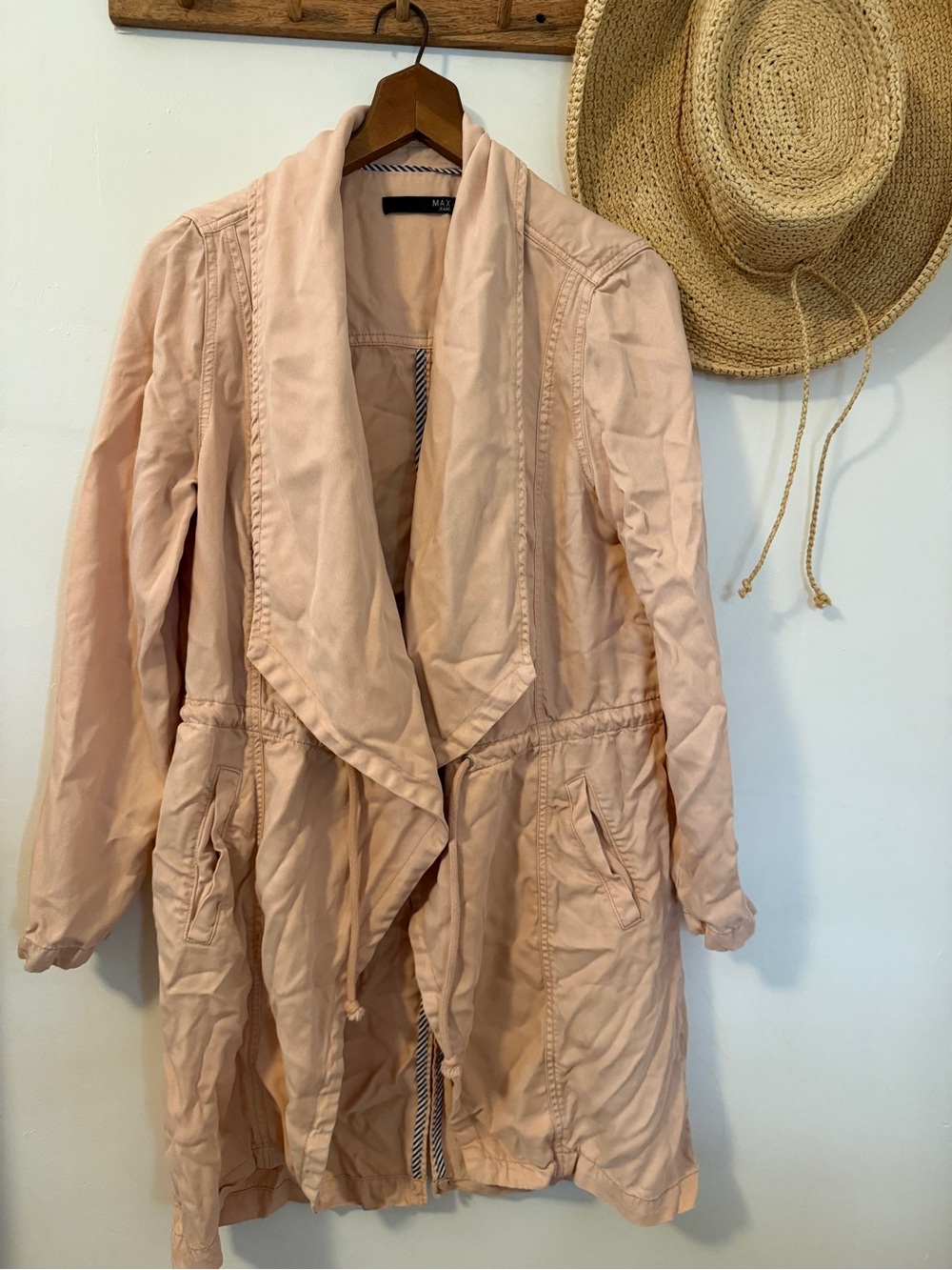 Max Jeans Women’s Lightweight Draped Trench Coat - Blush Pink